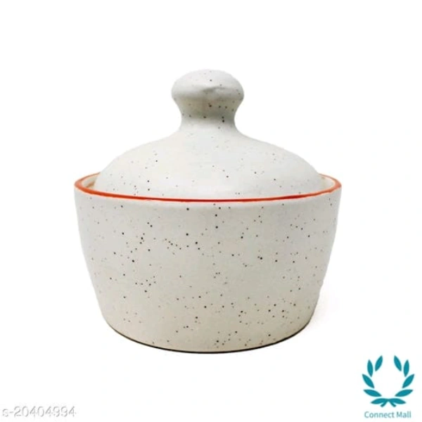 Handcrafted White Orange Marble Ceramic Butter Pot with Lid  - Butter Pot
